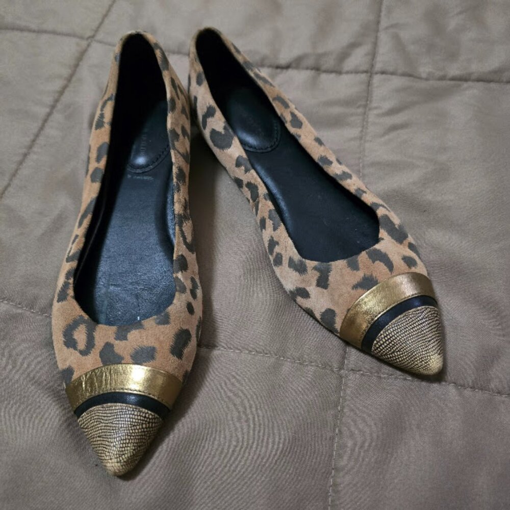 Rebecca Taylor Brown Leopard Print Pointed Toe Flats